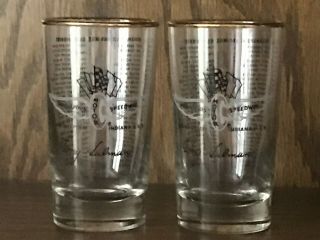 Vintage Indianapolis 500 Speedway 1911 - 1969 500 Mile Race Winner 2 Glasses Gold