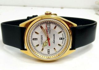 CITIZEN AUTOMATIC MEN,  S GOLD PLATED VINTAGE SILVER DIAL MADE JAPAN WATCH 2