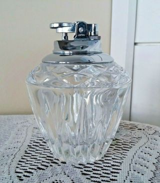 Vintage Diamond Cut Table Lighter Princess House Highlights 24 Lead Crystal