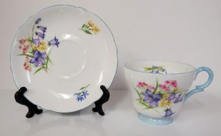 Vintage Shelley Of England Demitasse Cup & Saucer " Wild Flowers " Pattern 13668