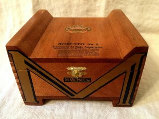 Vintage Maximus Robusto No.  5 Wood Cigar Box Humidor Diamond Crown Empty