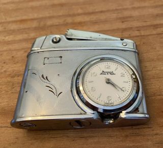 Vintage Windsor Lighter with built - in Swiss - O - Matic watch 3