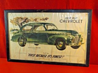 Vintage Antique Gm 1941 Chevrolet Dealership Showroom Framed Picture Very Rare.