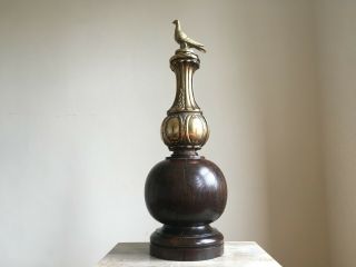 Antique 19th Century Georgian Brass Dove Wooden Base Country House Ornament