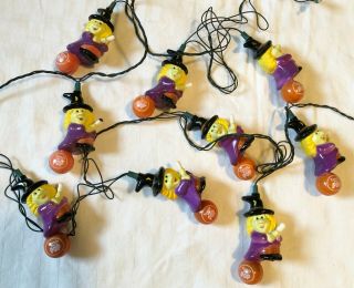 Vintage Tootsie Roll Pop Halloween Witch Blow Mold String Lights Set Of 9
