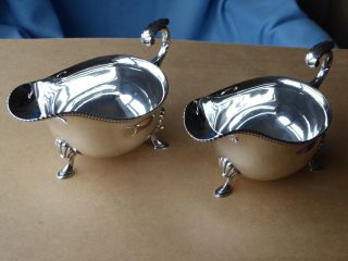 Pair Sterling Silver Sauce Boats - Sheffield 1930 / 31 Georgian Style 506g