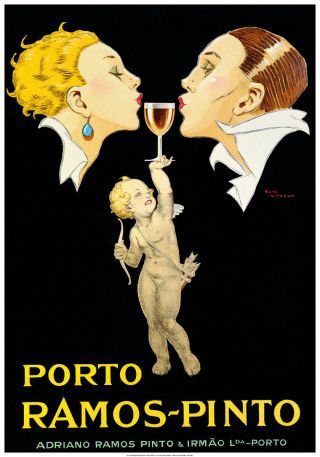 Vintage Portugal Wine Poster Art Print - Porto Ramos Pinto By Rene Vincent 28x40