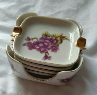 Vintage Japan Ashtray Pico Hand Painted Porcelain Personal Nesting Set Of 4