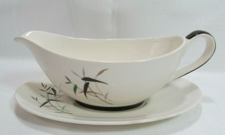 Royal Doulton England Vintage Bamboo Gravy Boat With Under Plate