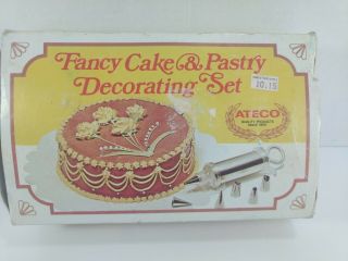 Vintage Ateco Fancy Cake & Pastry Decorating Set - Metal Tips - Complete