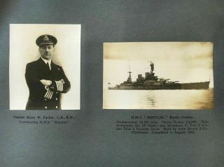Old Naval Photographs Hms Repulse & Delhi With Vintage Photo Album Page 1920s