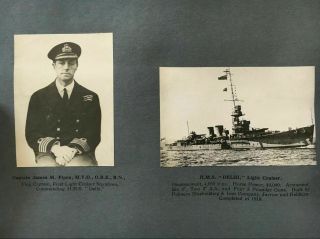 OLD NAVAL PHOTOGRAPHS HMS REPULSE & DELHI WITH VINTAGE PHOTO ALBUM PAGE 1920S 2