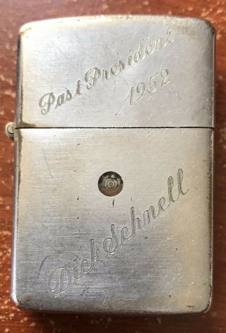 Vintage 1952 Zippo Lighter Brushed Chrome
