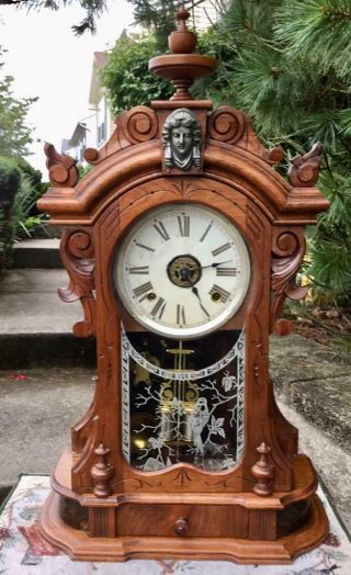 Antique Ansonia Monarch Parlor Clock Running With Alarm