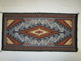 Vintage Authentic Native American Indian Navajo Rug Hand Woven Cousins Area