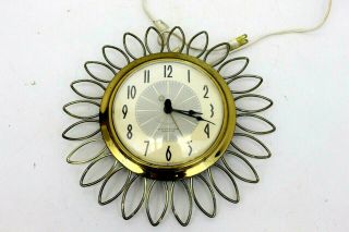 Vintage Floral Flower Westclox Flower Electric Kitchen Wall Clock Chrome