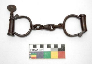 Rare Antique Convict Prison Wrist Leg Irons For Women & Children Hiatt 49 & Key