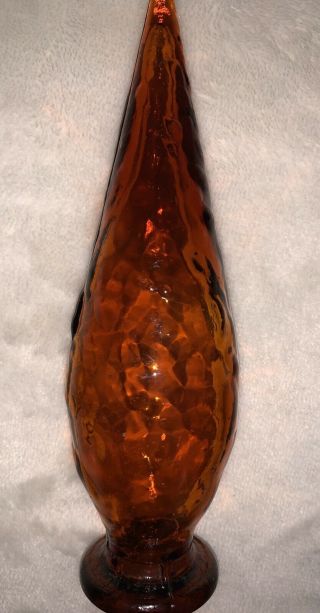 Vintage Dark Amber Empoli Genie Bottle Stopper “crinkle” Pattern (stopper Only)