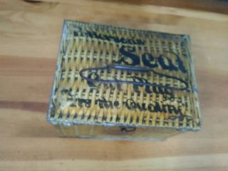VINTAGE PATTERSON’S SEAL CUT PLUG TOBACCO TIN HINGED BASKET STYLE COOL RARE 3
