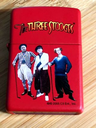 Rare Zippo Lighter The Three Stooges With Golf Clubs H 04 Red 3