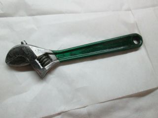 Vintage 8 " Diamond Diamalloy Adjustable Wrench Green Rubber Handle