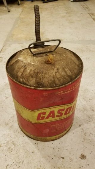 Vintage 5 Gallon Metal Gas Can Huffy Gasoline Dented