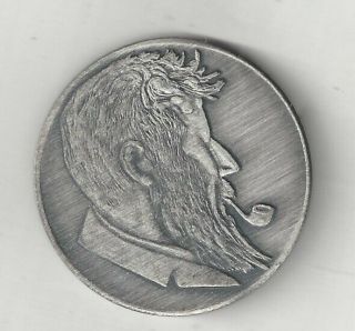 Vintage 1960s Ox Silver Nude Lady Woman Smoking Pipe Coin Token Medal Medallion