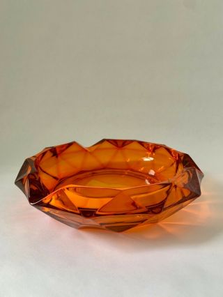 Vintage 8 " Amber Glass Cigar Ash Tray