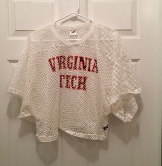 T) Vintage Virginia Tech Vt Hokies White Mesh Football Jersey Large Xl
