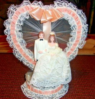 Vintage Peach Bride And Groom Cake Topper