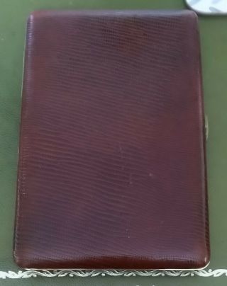 Vintage Brown Snakeskin Leather & Brass Cigarette Case