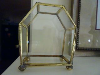 Vintage Brass Glass Mini Display Case - 4 " X 5 " X 2 1/4 "