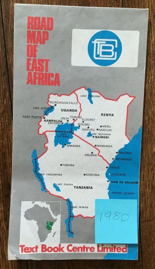 1980 Vintage Map Of East Africa Tanzania Uganda Kenya Text Book Center Limited