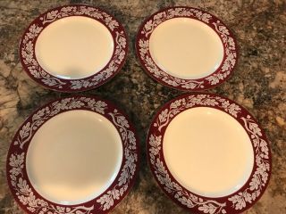 4 Vintage Homer Laughlin Dinner Plates; Regal Red Pattern