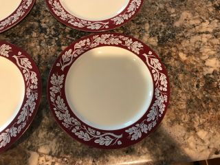 4 vintage Homer Laughlin dinner plates; Regal Red Pattern 3