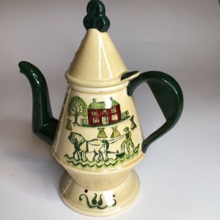 Vintage Poppytrail Homestead Provincial By Metlox Coffee Pot With Lid Green
