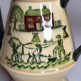 Vintage Poppytrail Homestead Provincial by Metlox Coffee Pot with Lid Green 2