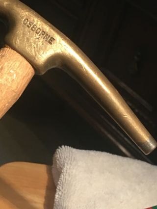 Vintage Osborne Brass Magnetic Tack Hammer.  10” Long.
