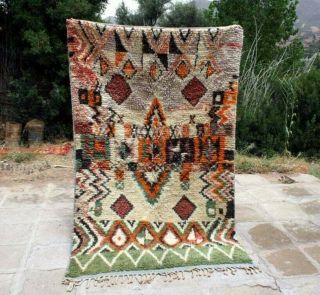 Moroccan Boujad Rug 100 Wool Handmade Cute Berber Carpet (4,  3ft X 7 Ft)