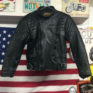 Mens Vintage Sportex Black Leather Motorcycle Jacket Size 46 Eu 56 Retro Harley