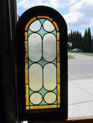 Antique American Stained Glass Window 15 X 34 Architectural Salvage