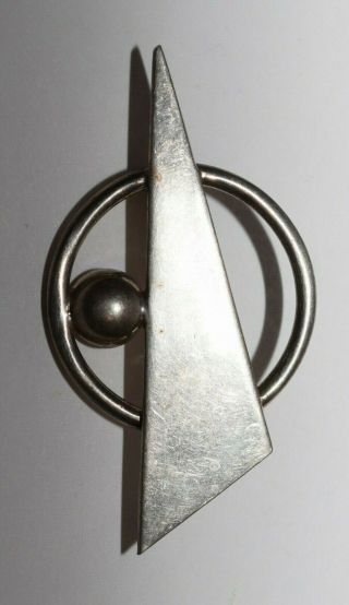 Vintage Mexican Sterling Silver Modernistic Geometric Designed Pin 14.  87 Grams