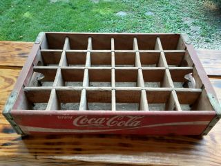Vintage Coca - Cola Wooden Bottle Crate Carrier Box holds 24 bottles 2