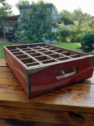 Vintage Coca - Cola Wooden Bottle Crate Carrier Box holds 24 bottles 3