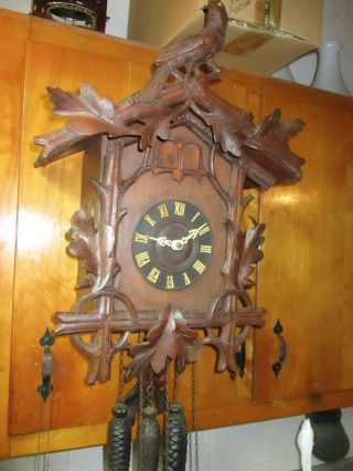 Antique C 1900 Black Forest Cuckoo Quail Clock Made In Germany For Sears Roebuck