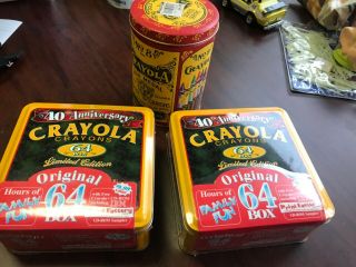 3 Vintage Crayola Crayons 40th Anniversary 64 Box&gold Medal Limited Edition Tin