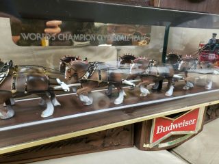 Rare Antique - Vintage Budweiser Clydesdale Horse And Wagon (indoor).