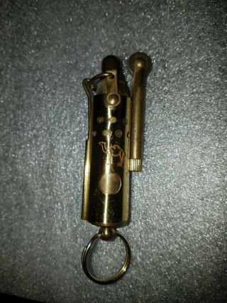 Vintage Brass Camel Trench Cigarette Lighter Key Chain Ring