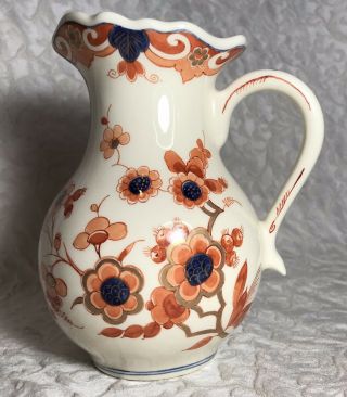Vintage Royal Delft De Porceleyne Fles 1982 Polychrome Imari Pitcher Vase