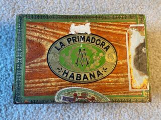 Vintage La Primimadora Habana Cigar Box W/beautiful Woman,  Wooden